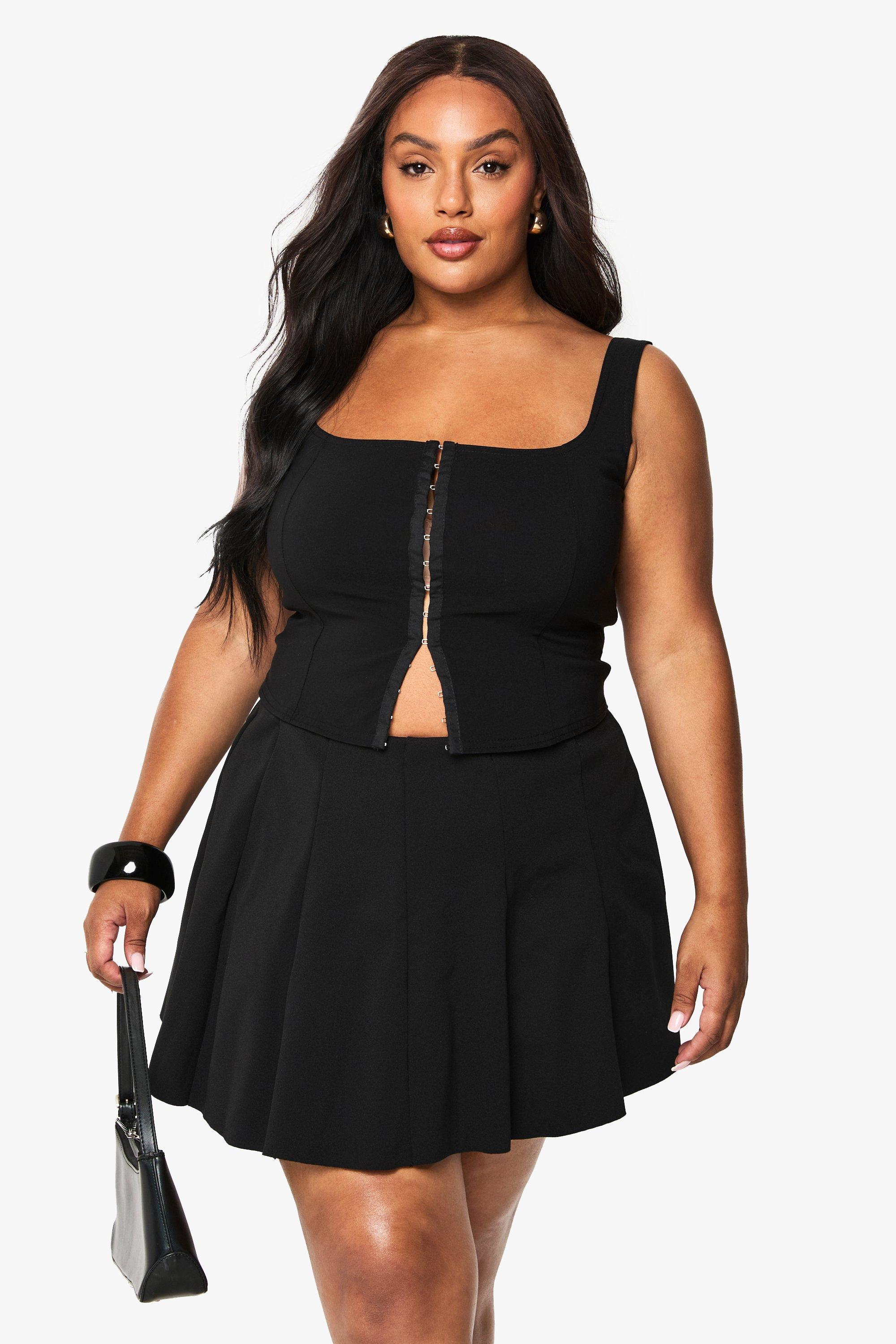 Boohoo Plus Losse Scuba Rok, Black