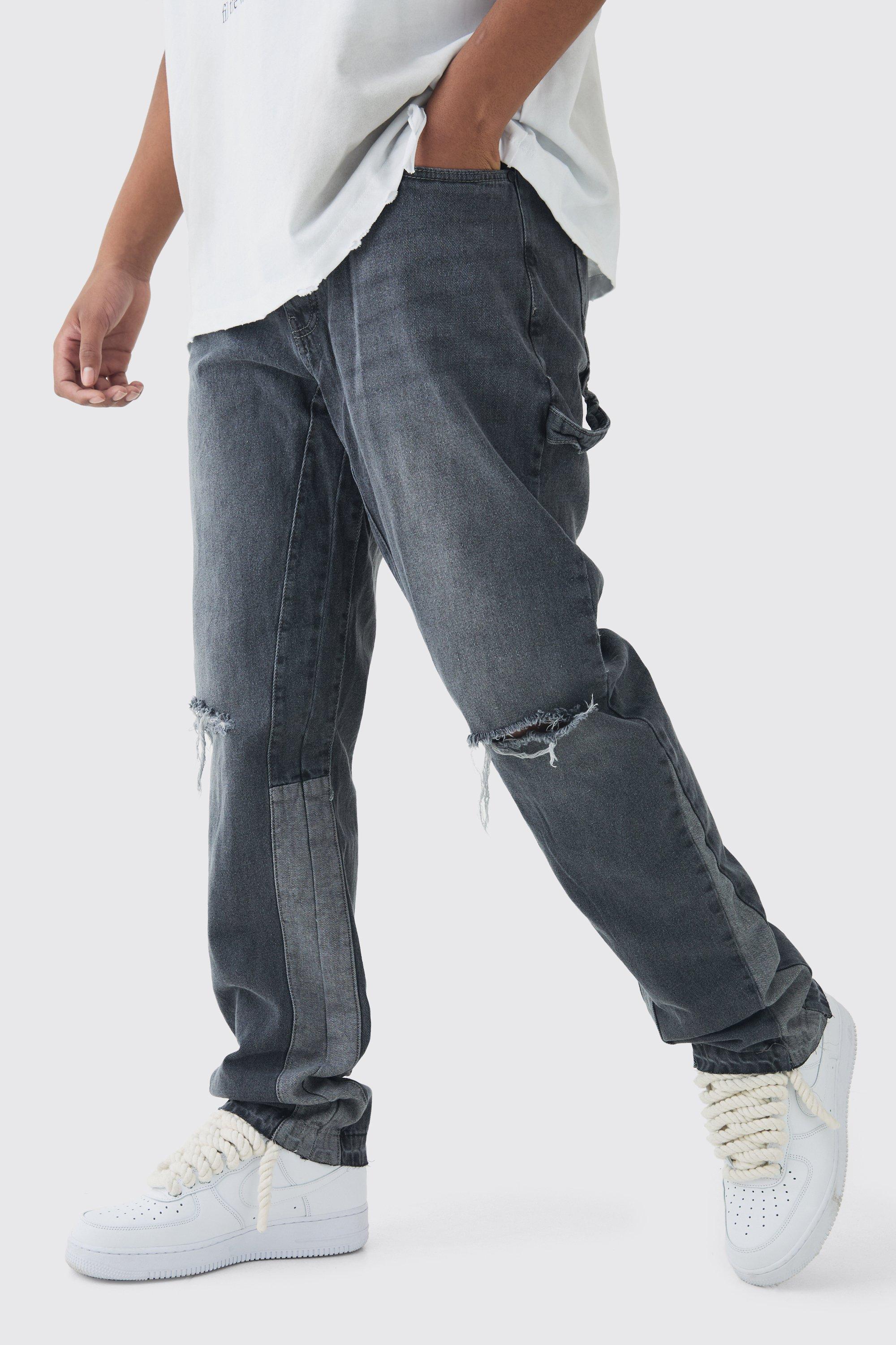 Boohoo Tall Onbewerkte Utility Jeans Met Rechte Pijpen, Grey