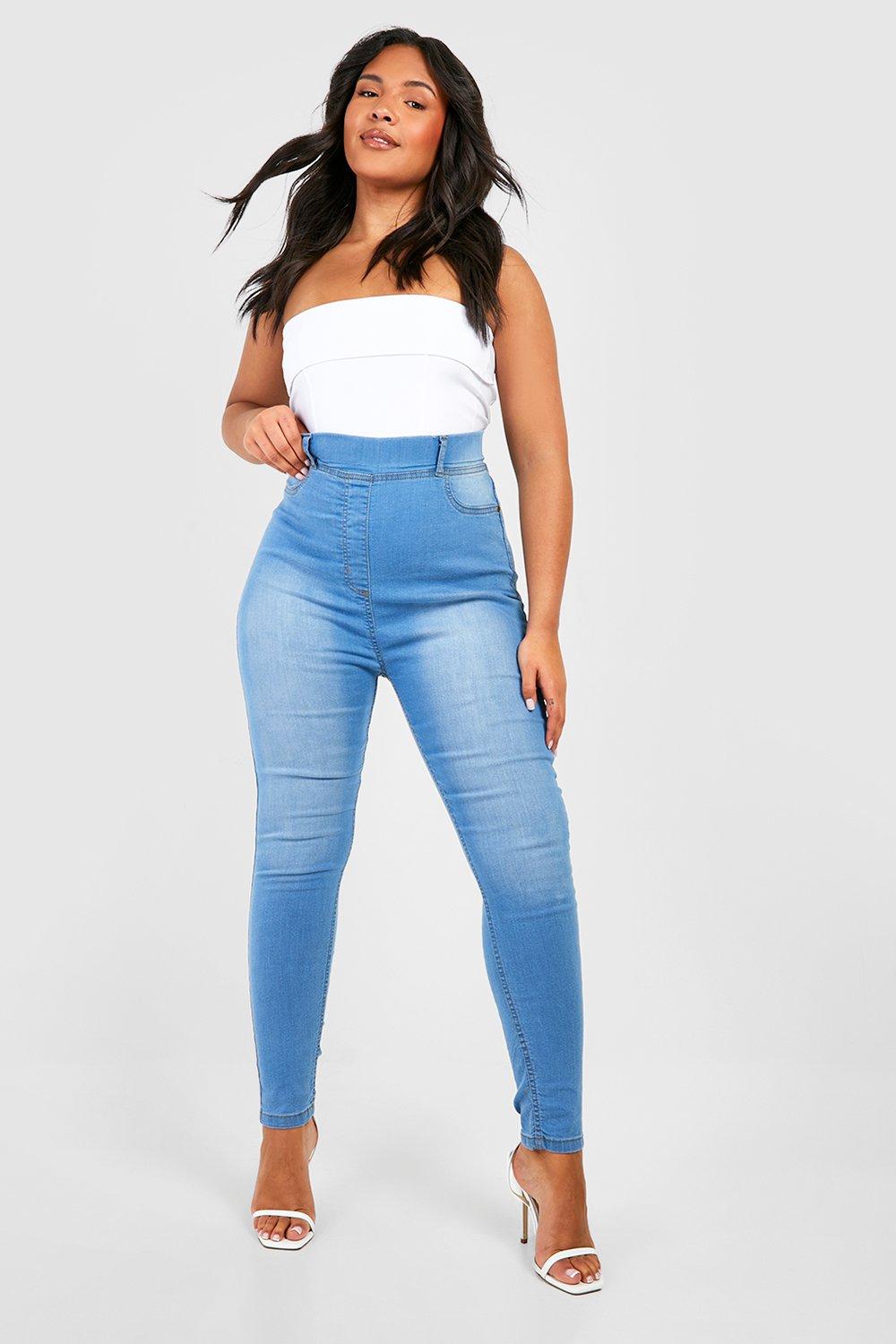 Boohoo Plus Basic Jeggings, Lichtblauw