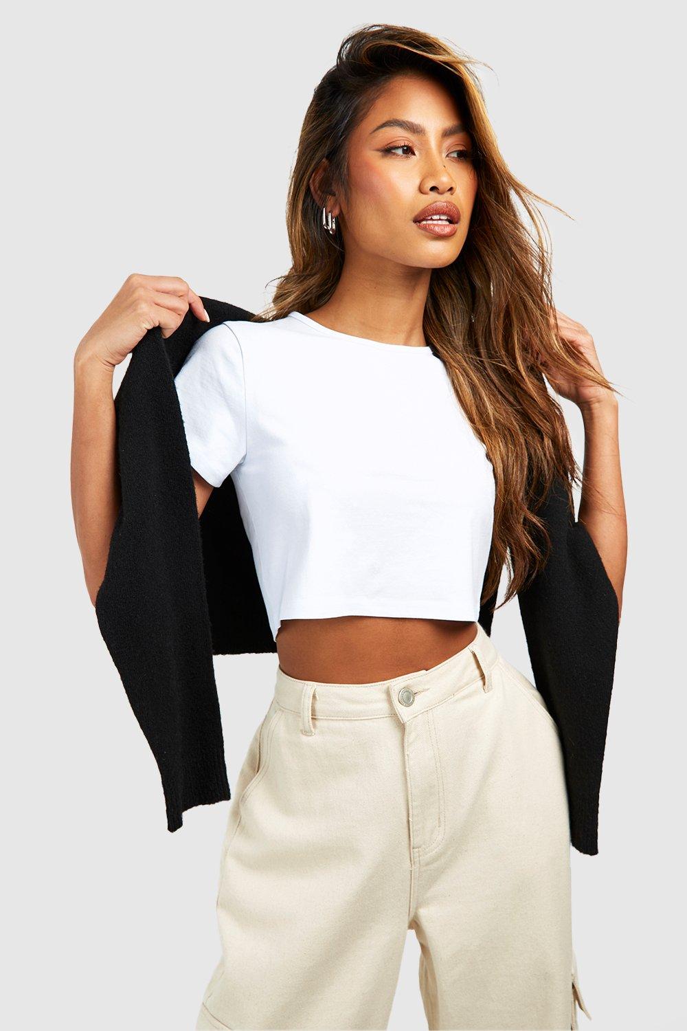 Boohoo Basic Crop Top Met Kapmouwen, Wit