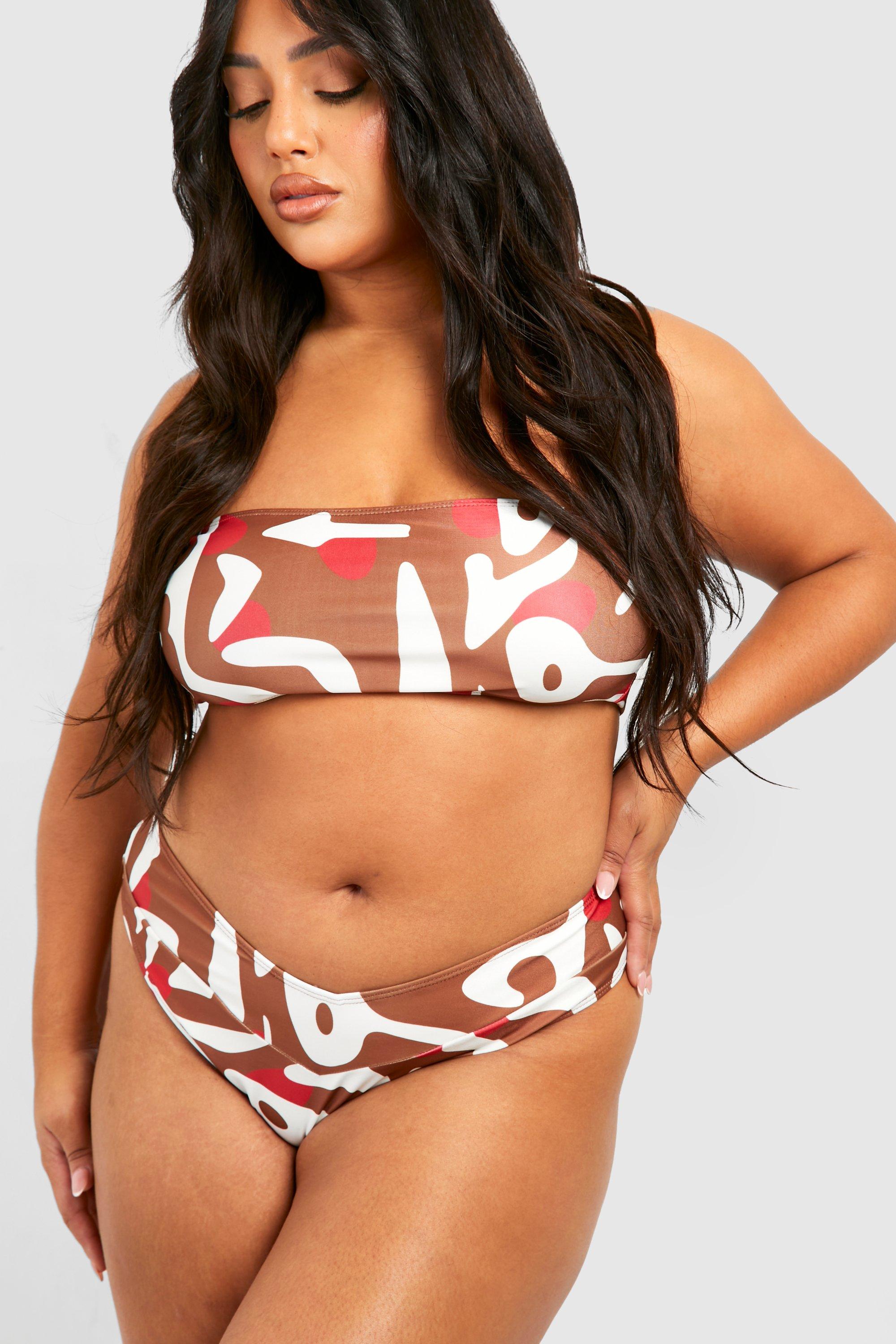 Boohoo Plus Dierenprint High Waist Bikini Broekje Met V-Taille, Multi