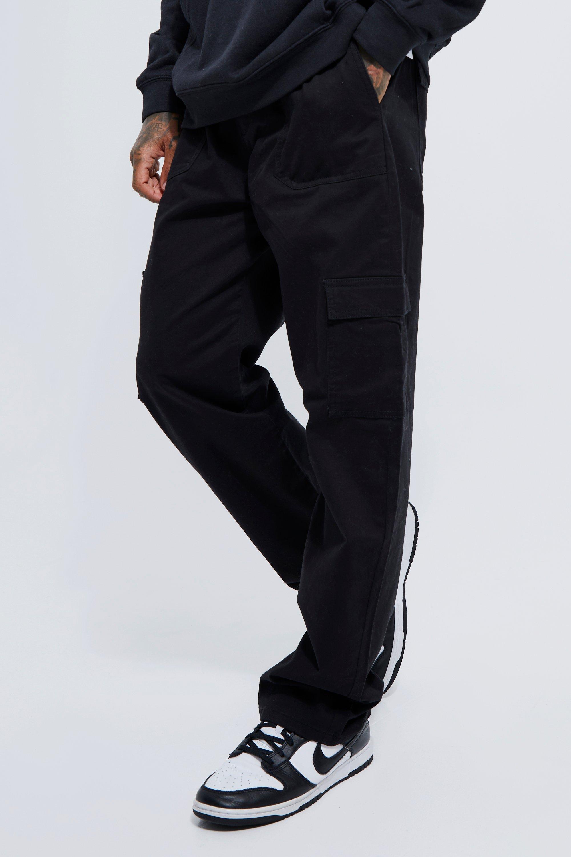 Boohoo Baggy Cargo Broek Met Elastische Taille, Black