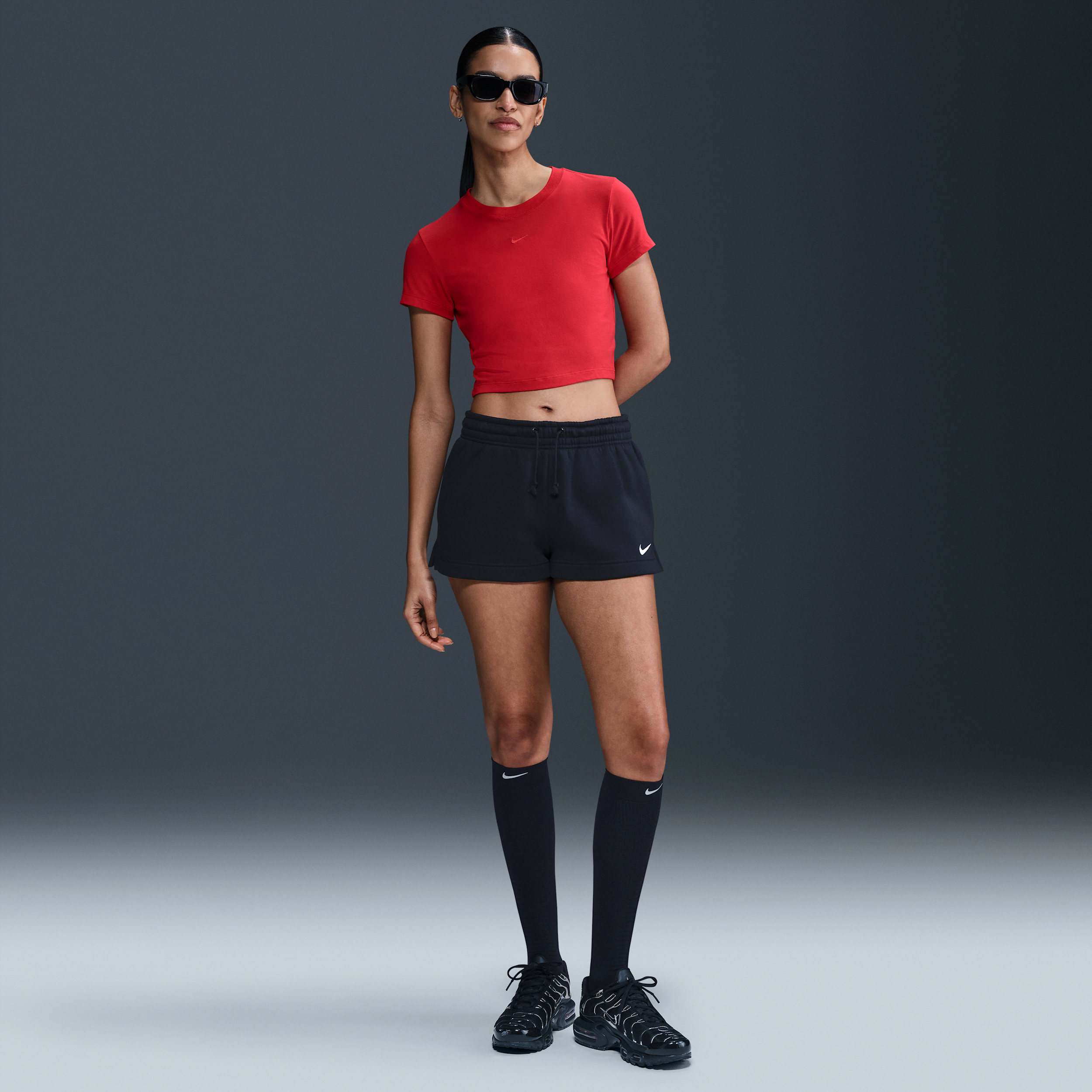 Nike Sportswear Phoenix Fleece damesshorts met halfhoge taille (5 cm) - Zwart