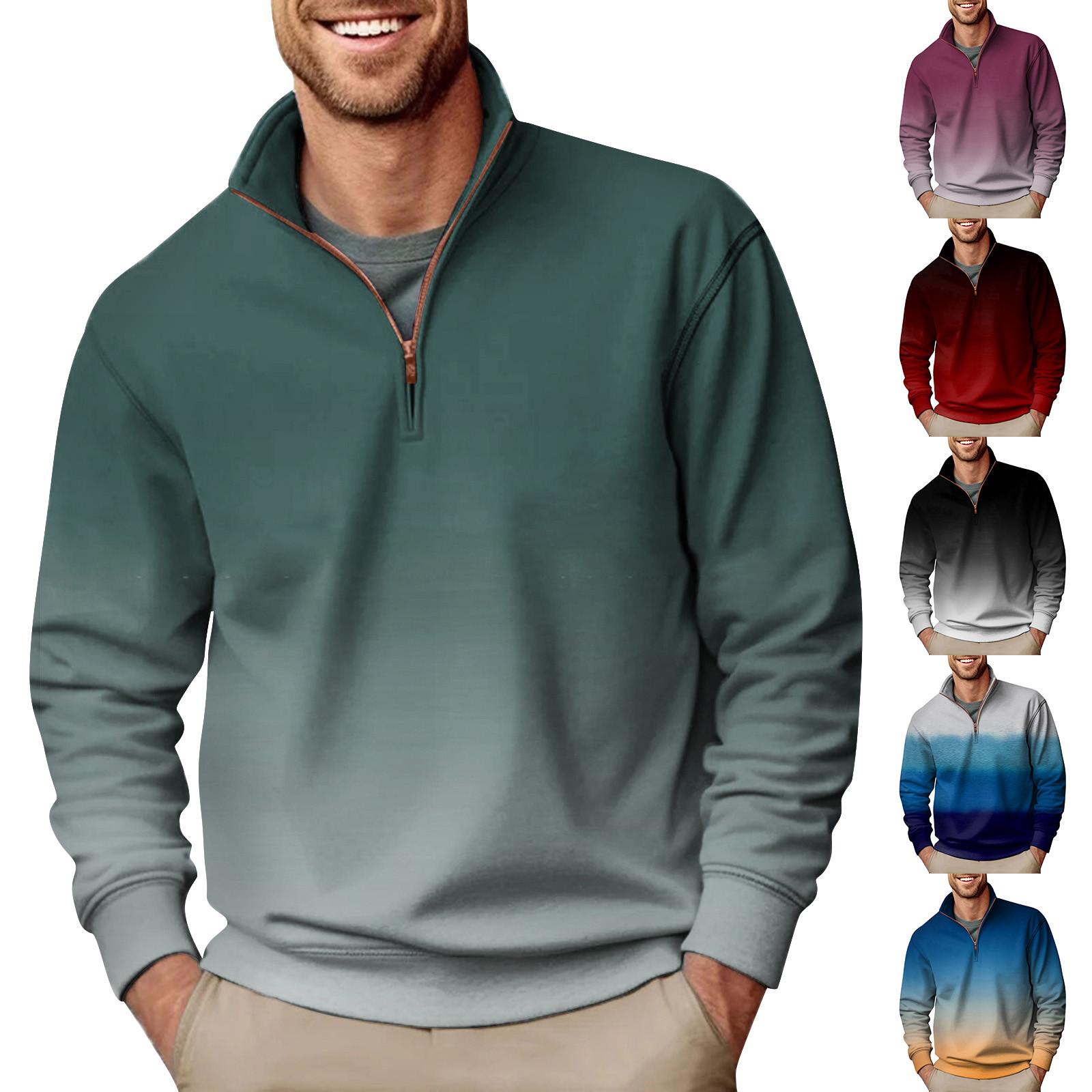 Spicy chicken Herenmode Top Casual Slim Fit Pullover Lange Mouw Ritssluiting Kleine Hoge Kraag XL zwart