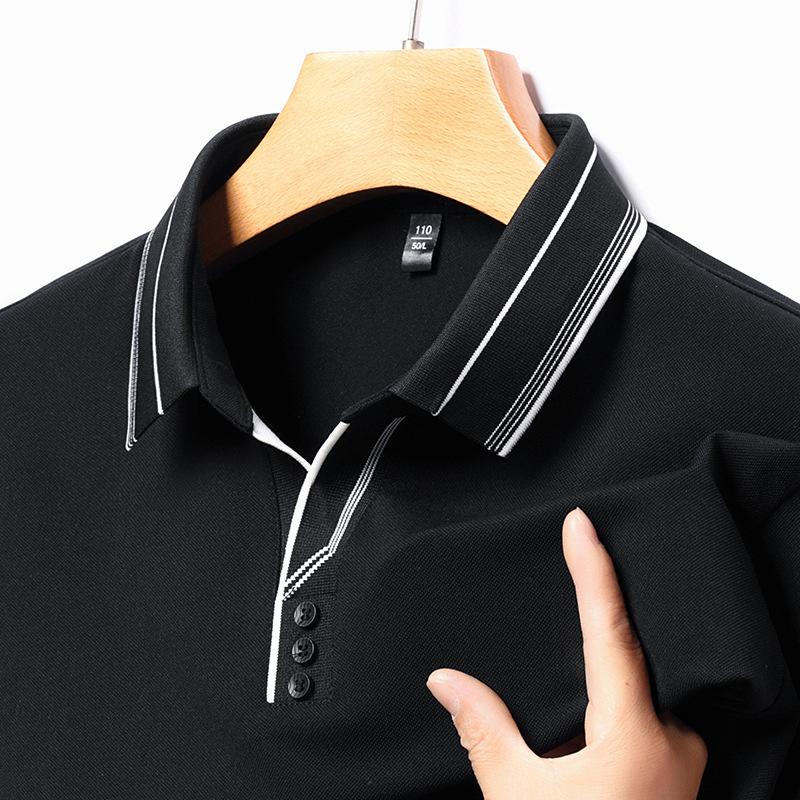CHIC STUDIO Lente- en herfst heren poloshirts met lange mouwen en schaarkraag, modieuze casual T-shirts, zakelijke herentops XXXL