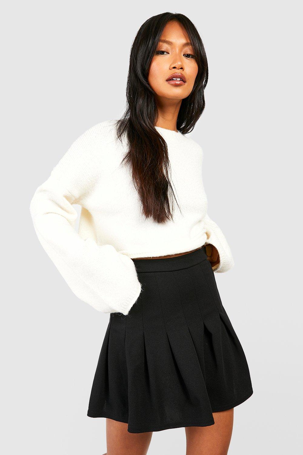 Boohoo Geplooide Jersey Tennis Rok, Black