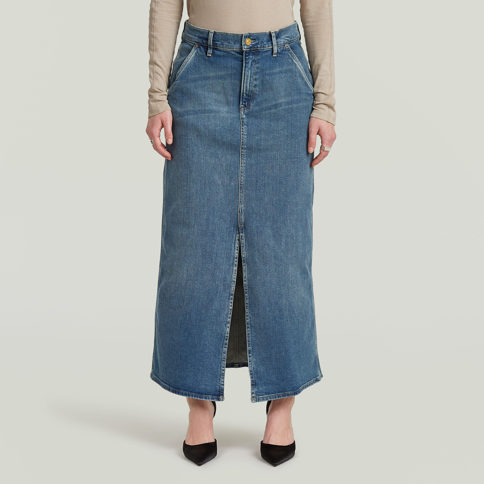 G-Star RAW Revynn Long Rok - Midden blauw - Dames