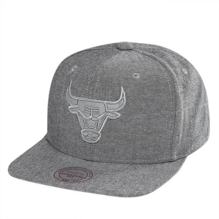 59caps Casquette Snapback - Mitchell & Ness - Chicago Bulls - Gris - 100% Coton - Réglable