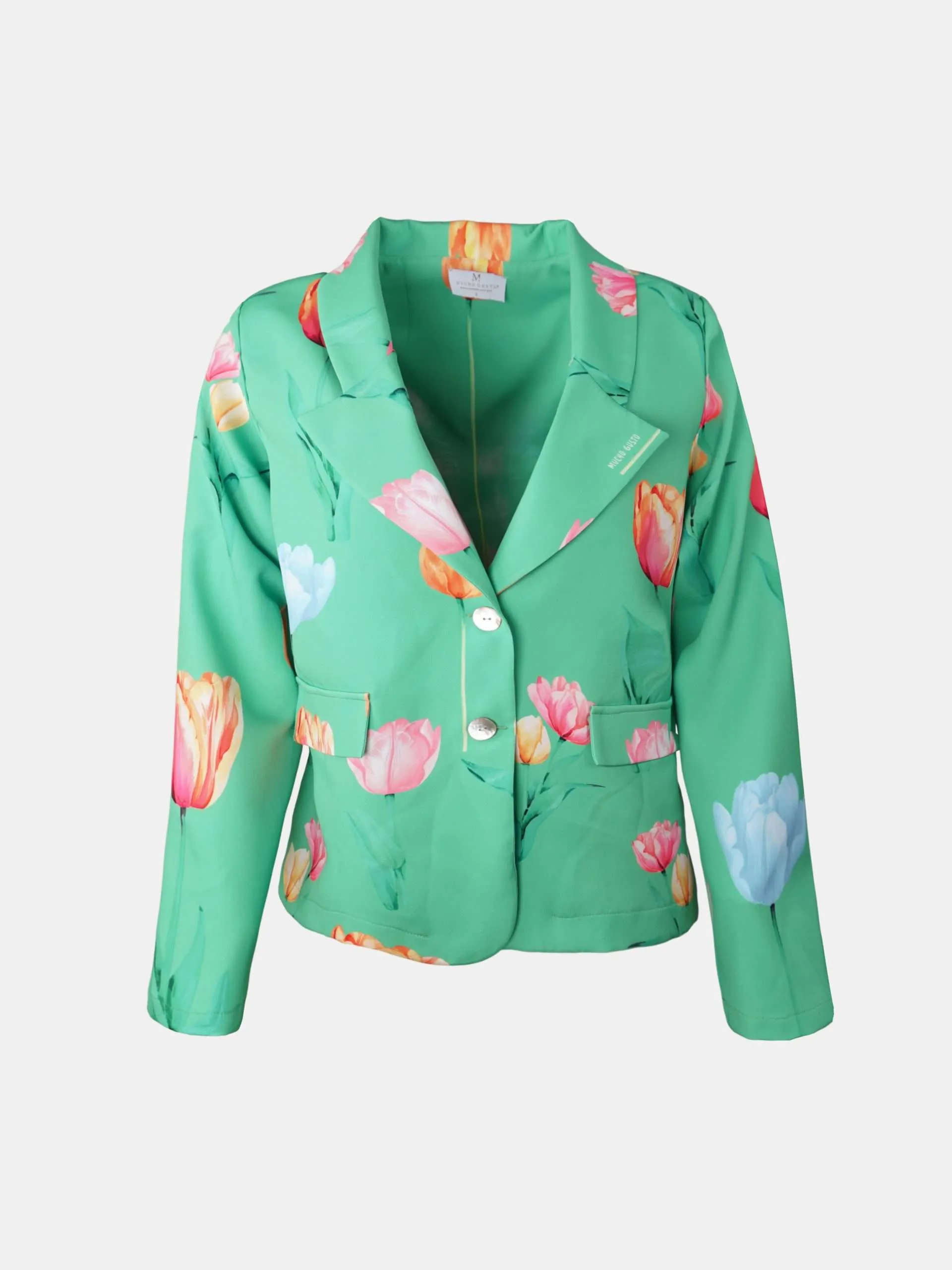 Mucho Gusto  blazer lesbos groen tulpenprint
