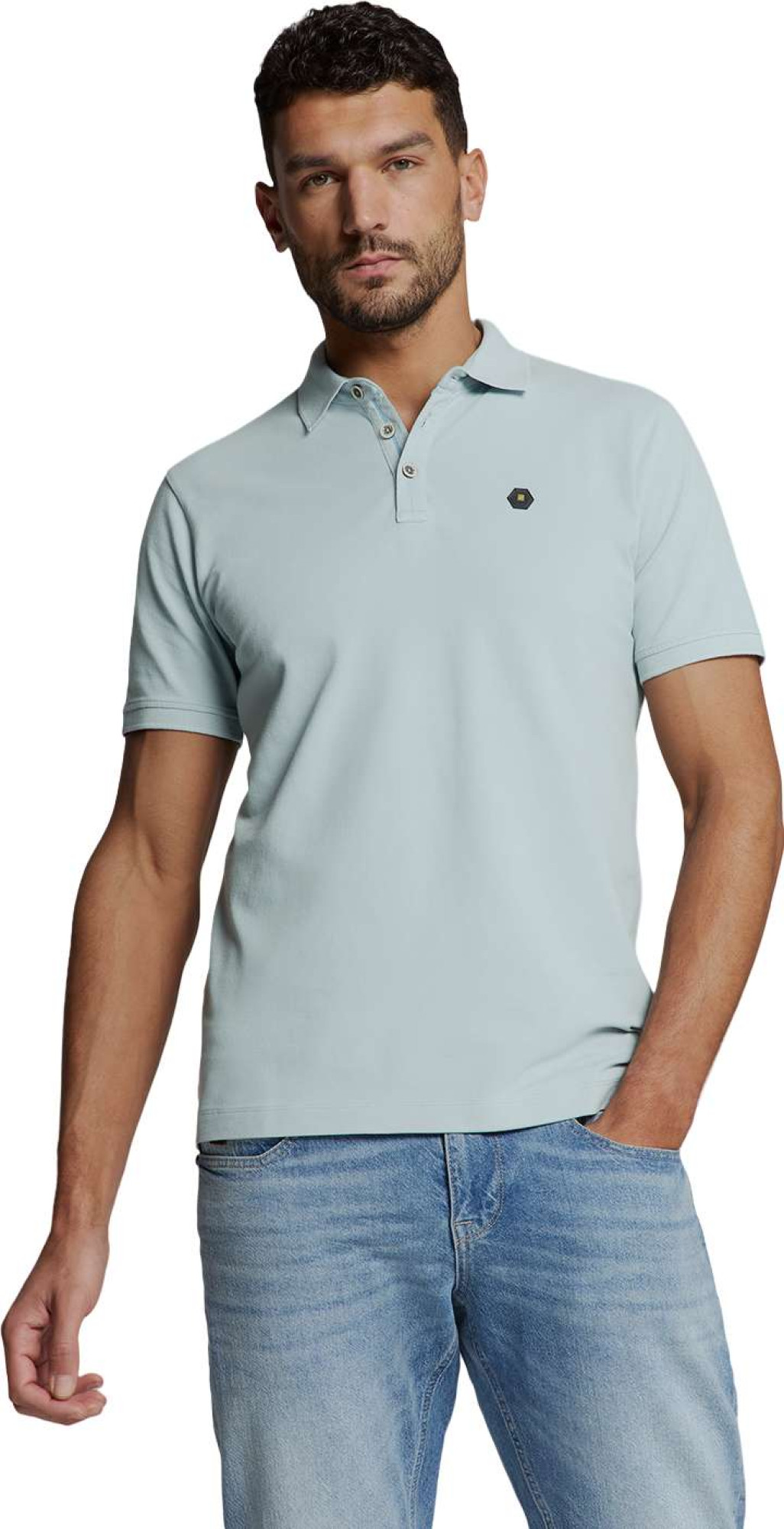 No Excess Polo pique garment dyed ice