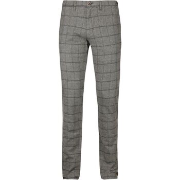 Suitable Broek  Chino Locke Ruit Grijs