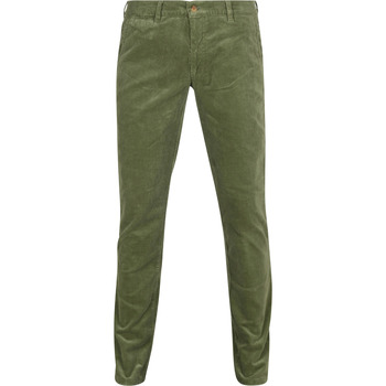 Suitable Broek  Chino Plato Corduroy Groen