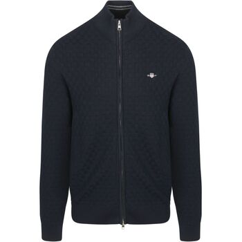 Gant Sweater  Vest Texture Donkerblauw