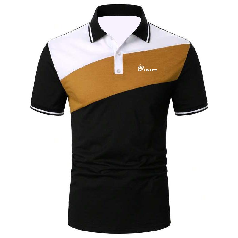 Haodingfushi Letter Logo Print Heren Zomer Casual poloshirt met korte mouwen. 3XL geel