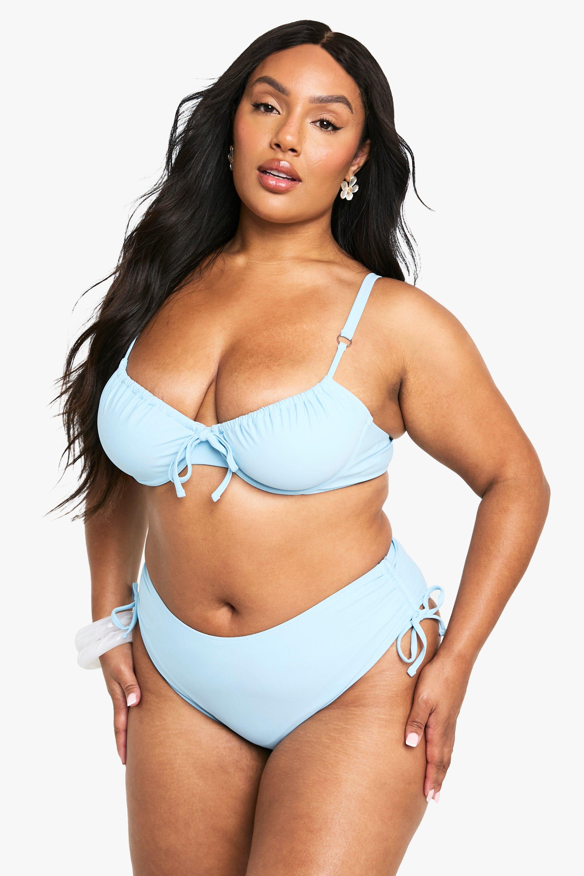 Boohoo Plus Tummy Control High Waist Brief, Baby Blue