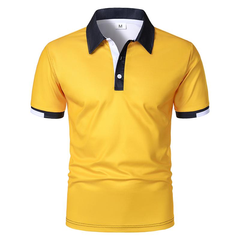 Haodingfushi Zomer Heren Casual Korte Mouw Business Poloshirt Heren Sport Revers Golf Poloshirt 100% Polyester 2XL geel
