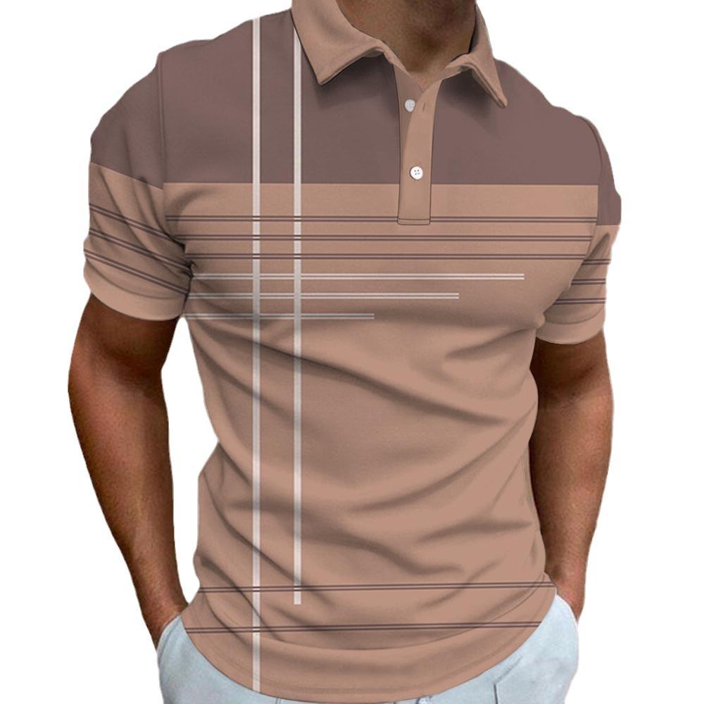 Our T-shirts Heren 3D Digitale Print Mode Korte Mouw Revers Poloshirt Gestreept Poloshirt Top M