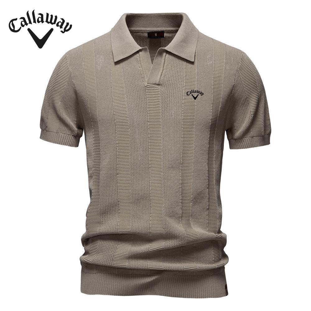 Callaway 2025 Zomer Nieuwe Geborduurde Heren Poloshirt Gestreept Holle Korte Mouw Trui Poloshirt Heren XL