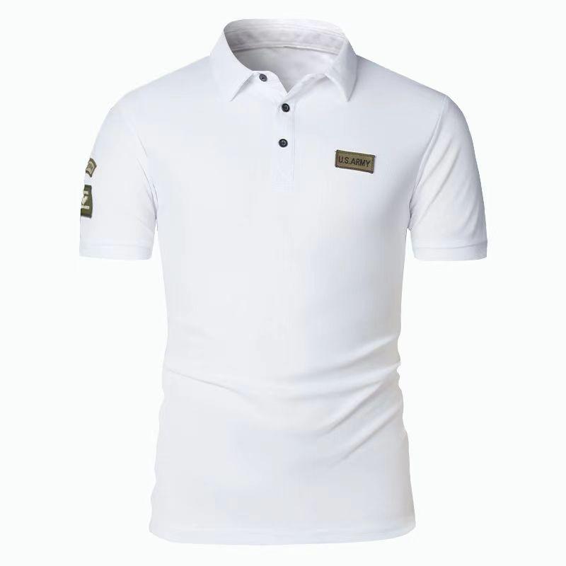 FX Men Zomer Geborduurde Korte Mouw Tops Poloshirts Heren Strijkvrij Zakelijk Heren Grote Maat Losse Polo's 4XL marineblauwe kleur