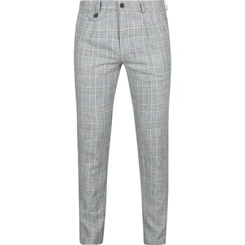 Suitable Broek  Chino Linen Blend Ruiten Blauw