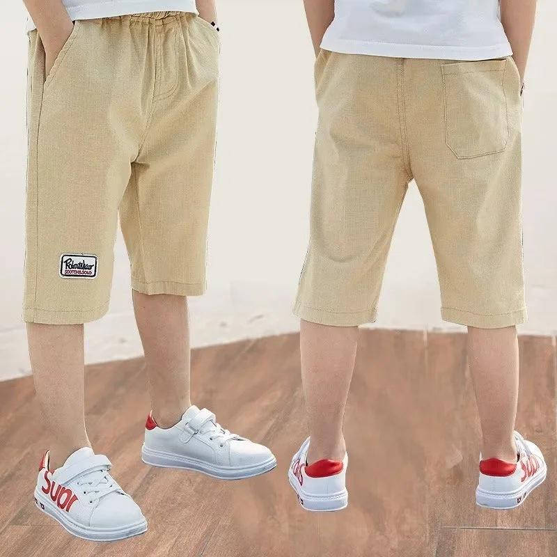 StrideBox 2024 Jongens Zomer Casual Dunne Zweetabsorberende Sportshorts: Trendy outfit voor grote en middelgrote kinderen 150 cm legergroene kleur