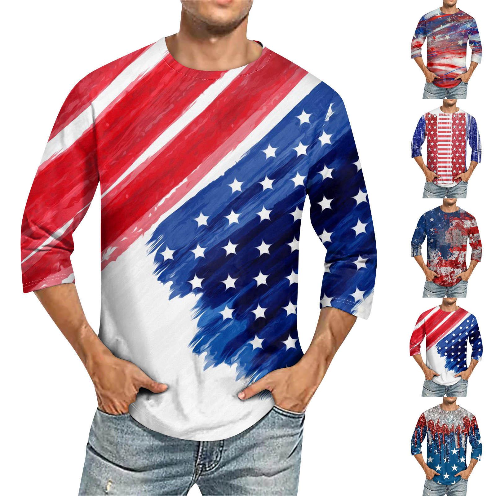 Wahaha123 Heren Ronde Hals Driekwart Mouw Top Casual Mode T-shirt M