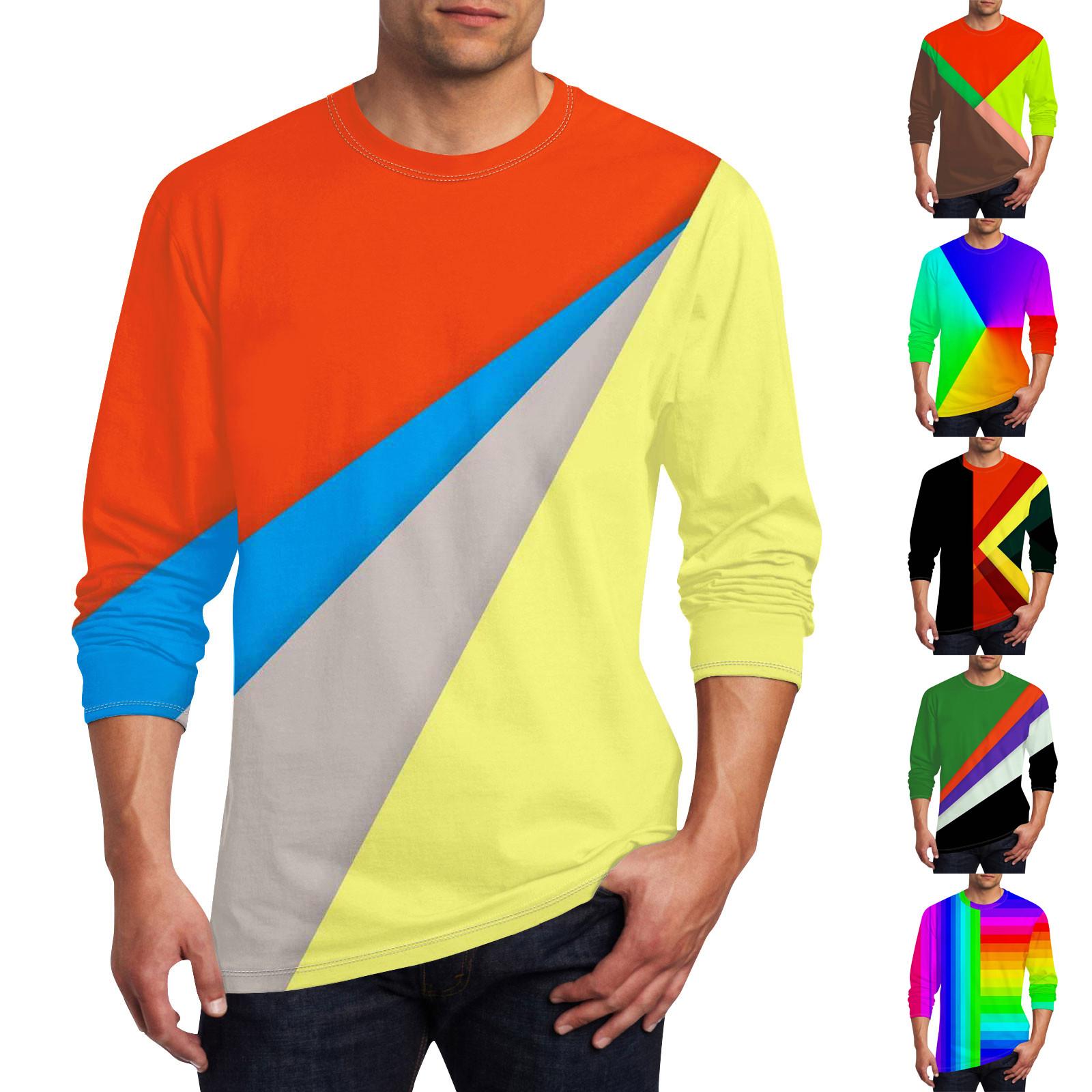 Wahaha123 Heren T-shirt O-hals Kleding Kleding Buiten Lange Mouw Print Modeontwerper Vintage L rood