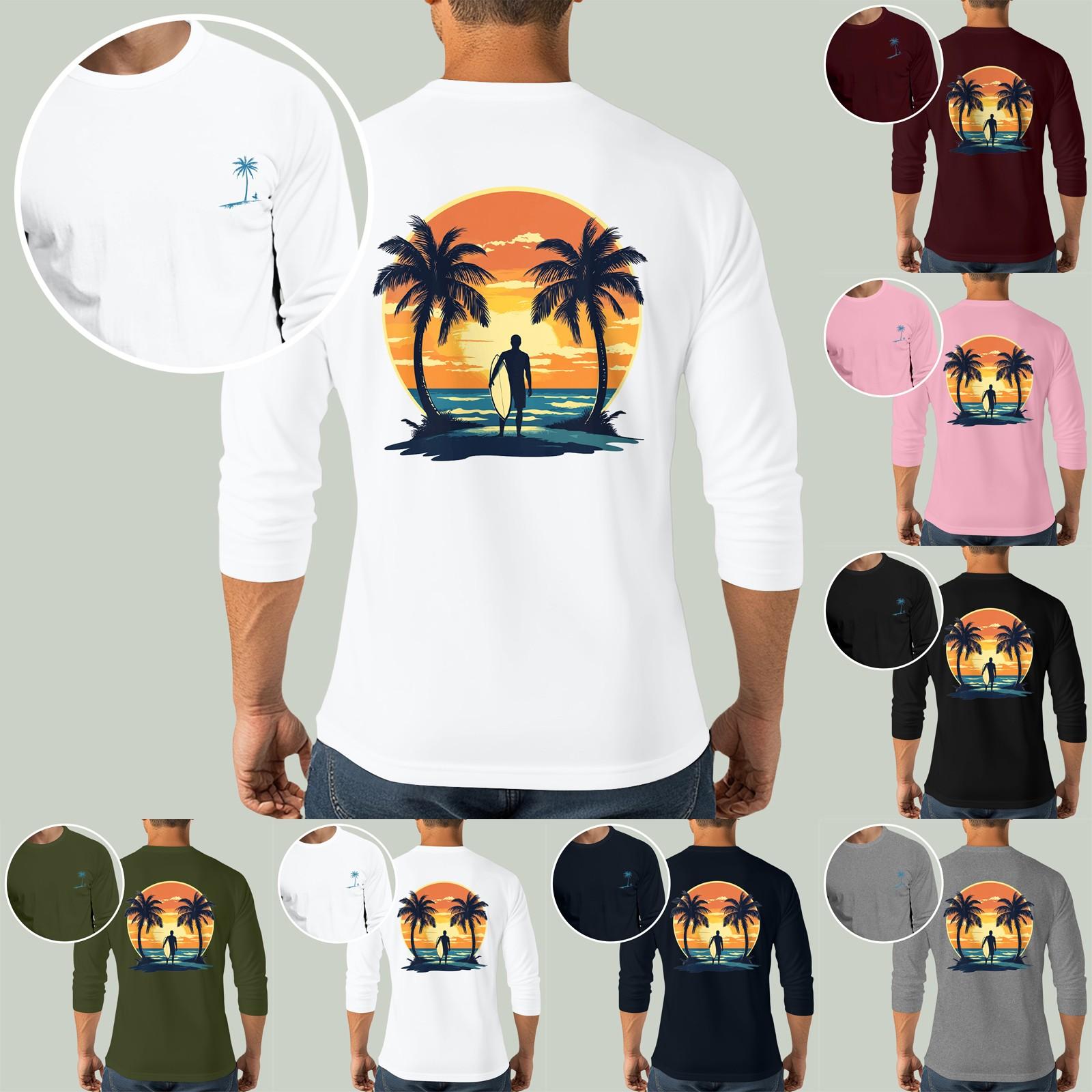Master key Men's casual and fashionable printed collar three-quarter sleeve top T-shirt XXL Vloot