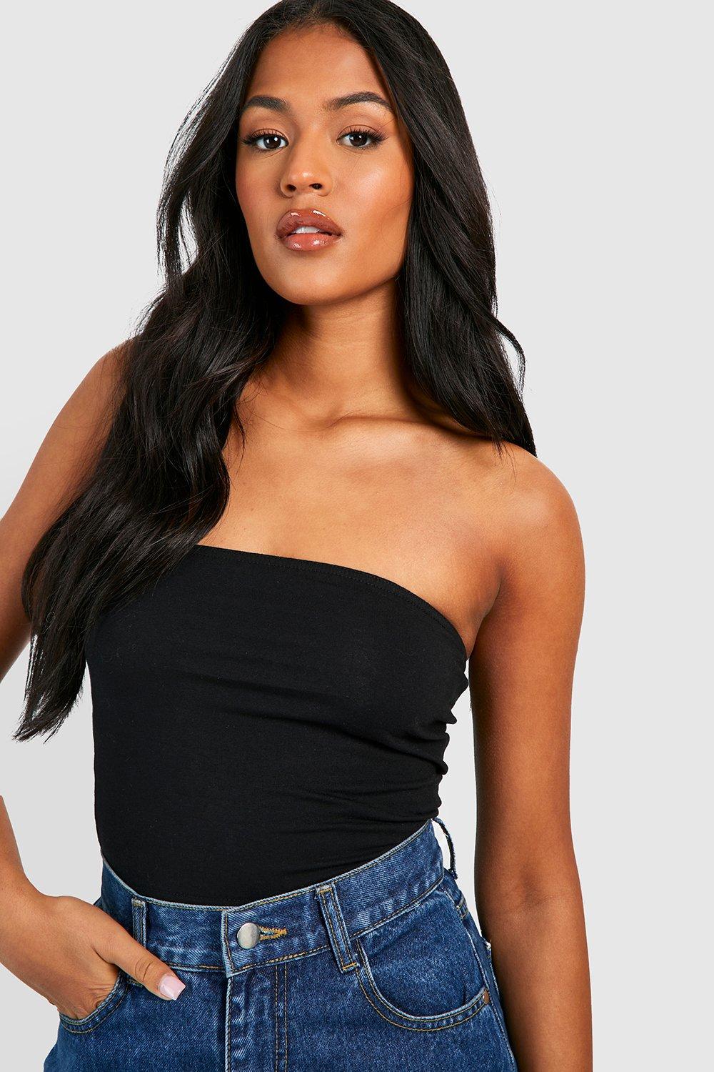 Boohoo Tall Basic Bandeau Crop Top, Black