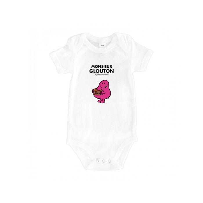 MANI TEXTILE Monsieur Madame - Bodys bébé  Monsieur glouton  Blanc 12/18 M