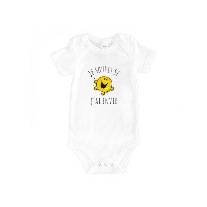 MANI TEXTILE Monsieur Madame - Bodys  je souris si j'ai envie  Blanc 12/18 M