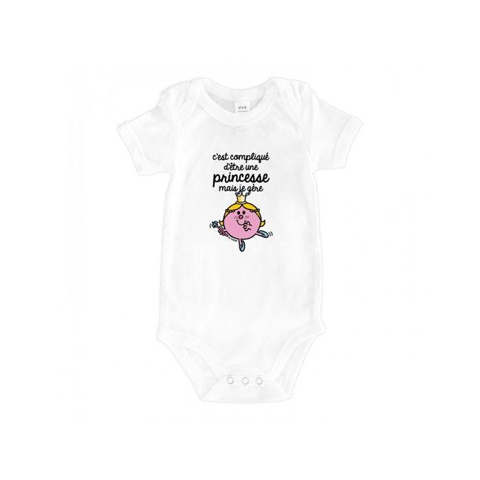 MANI TEXTILE Monsieur Madame - Bodys  c'est compliqué d'être une princesse  Blanc 3/6 M