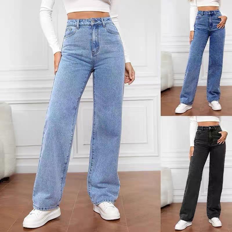 HaHay Dames Lente- en Zomerseizoenen Plus Size 5XL Hoge taille Slim Rechte Jeans Broek L