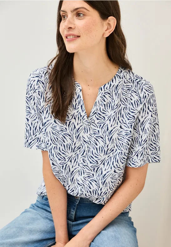 Cecil Gedessineerde blouse met gespleten hals