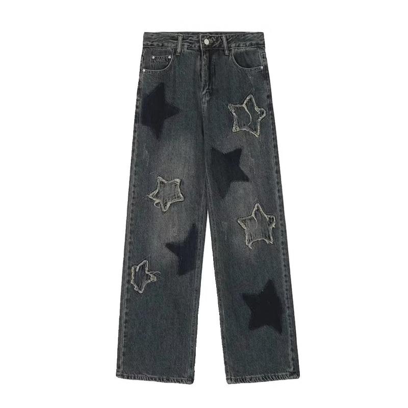 AB45XJ Vintage Raw Edge Jeans voor dames, hoge taille, losse rechte broek, wijde pijpen XS donkerblauwe kleur