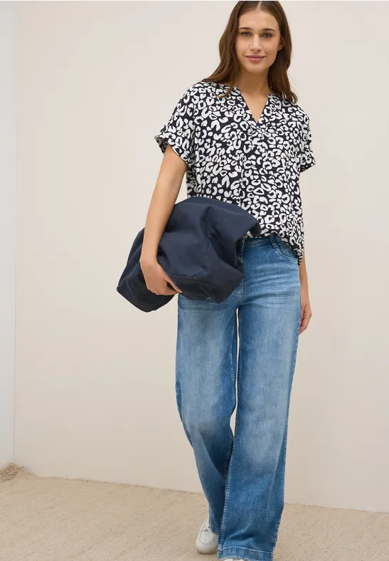 Cecil Gedessineerde blouse met gespleten hals