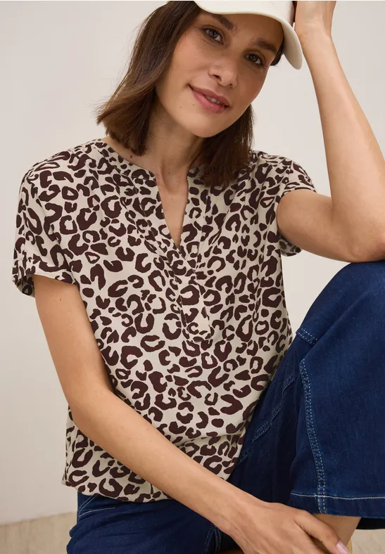 Cecil Gedessineerde blouse met gespleten hals