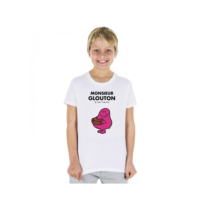 MANI TEXTILE Monsieur Madame - T-shirt garçon  monsieur glouton  Blanc 2A