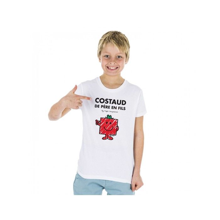 MANI TEXTILE T-shirt enfant - Monsieur Madame - Costaud de père en fils - Blanc - 100% coton bio - Manches courtes