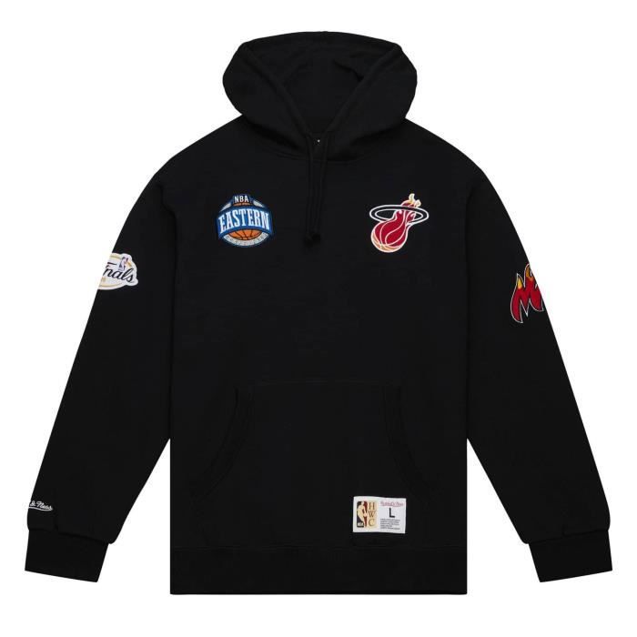 59caps Sweat à capuche nba mitchell & ness - hometown city miami heat - homme - noir - manches longues