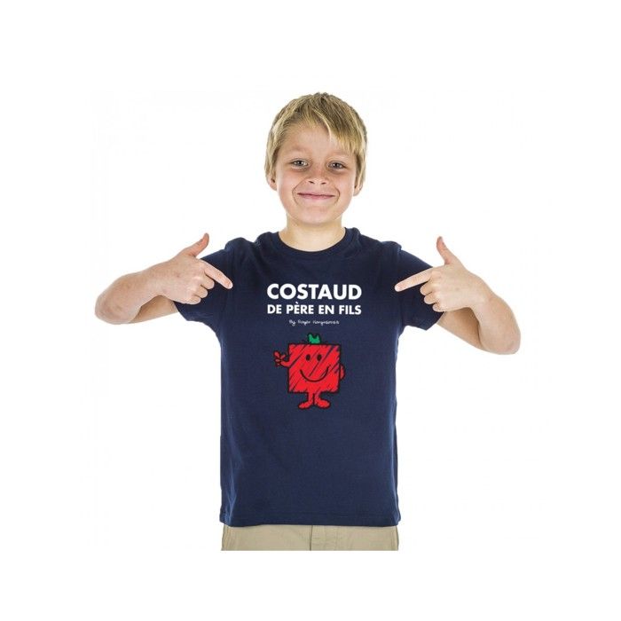 MANI TEXTILE T-shirt enfant - Monsieur Madame - Costaud de père en fils - Bleu - Coton Bio - Manches courtes