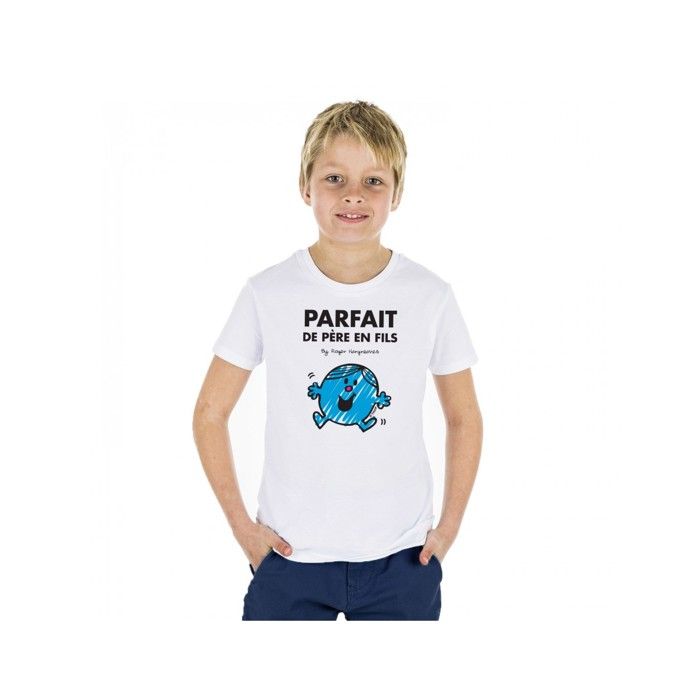 MANI TEXTILE T-shirt enfant - Monsieur Madame - Parfait de père en fils - Blanc - Coton Bio - Manches courtes