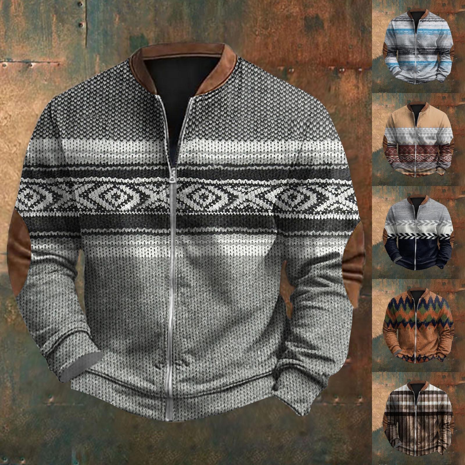 ElongPaoXiao Heren Retro Casual Gradient Bedrukt Sweatshirt XXL blauw