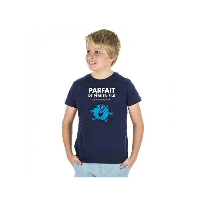 MANI TEXTILE Monsieur Madame - T-shirt enfant garçon  parfait de père en fils  Bleu 10A