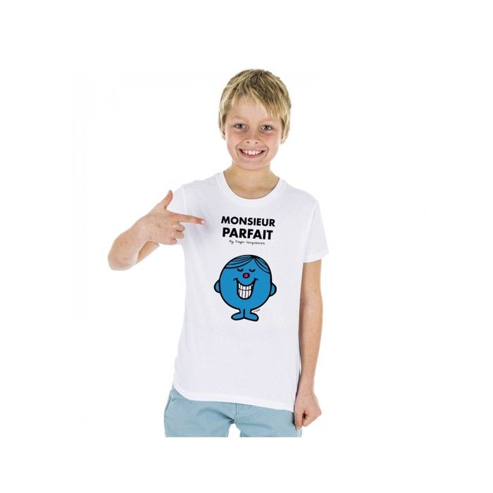 MANI TEXTILE Monsieur Madame - T-shirt enfant garçon  monsieur parfait  Blanc 4A