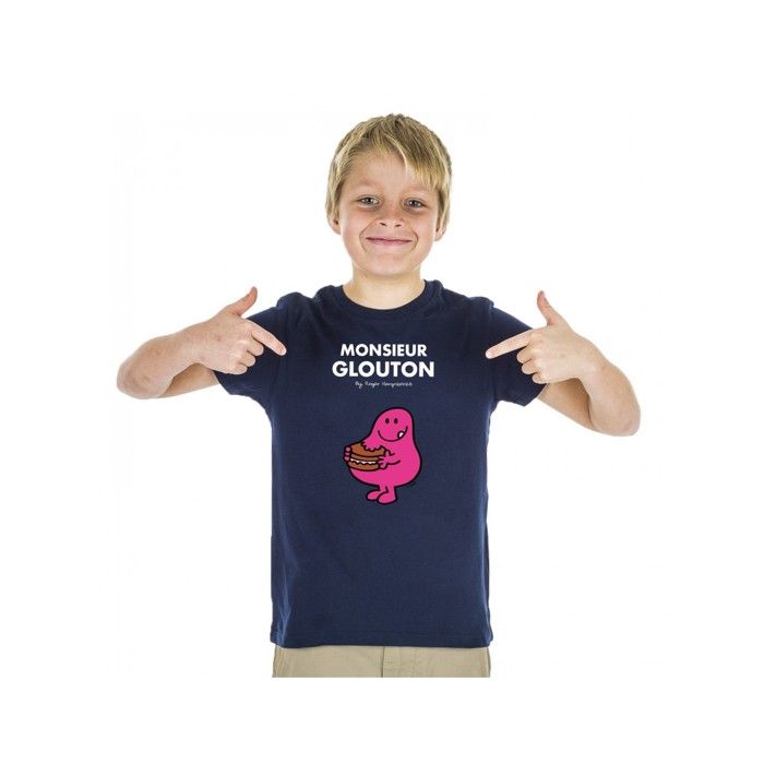 MANI TEXTILE T-shirt enfant - Monsieur Madame - Monsieur Glouton - Bleu - Coton Bio - Manches courtes