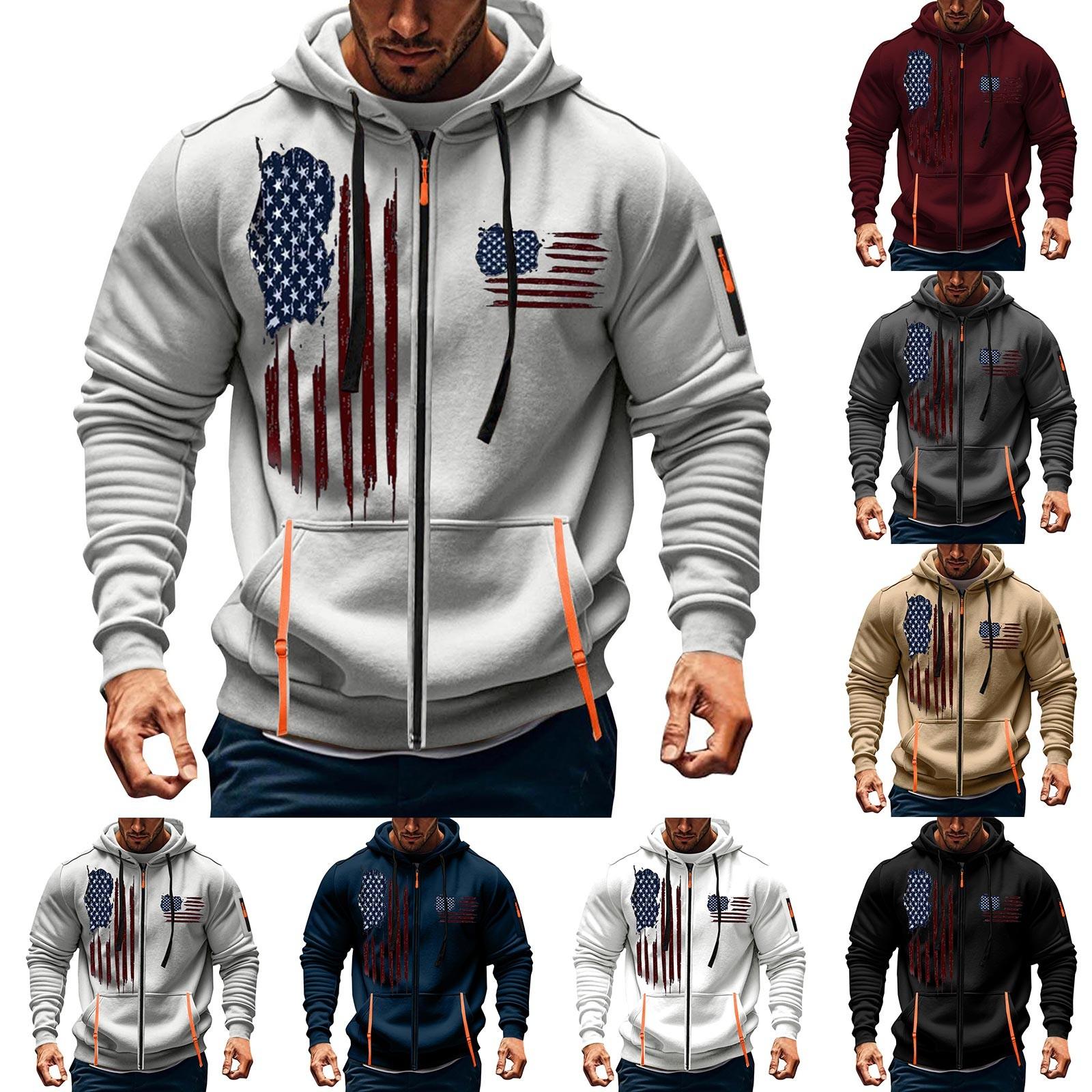 Wahaha123 Heren Sport Casual Hoodie Hoodie Cardigan Rits Multi-pocket Hoodie Jas M Vloot