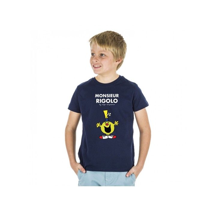 MANI TEXTILE T-shirt enfant - Monsieur Madame - Monsieur Rigolo - Bleu - Coton Bio - Manches courtes