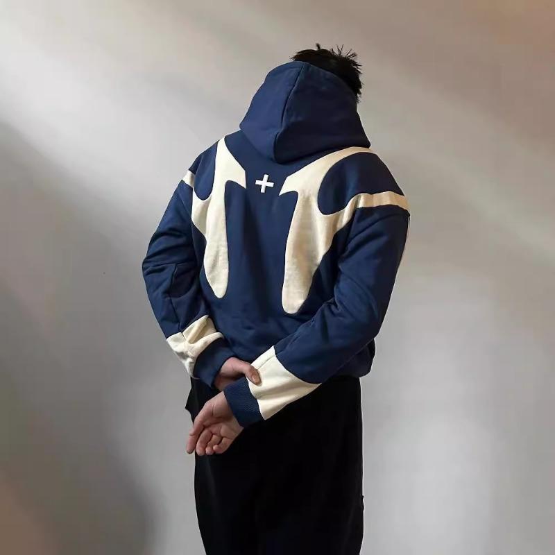CB48DY Heren herfst- en winterjas met nieuwe Street Hip Hop-print en capuchon, Y2K Harajuku-stijl jas en sweatshirt XXL groen