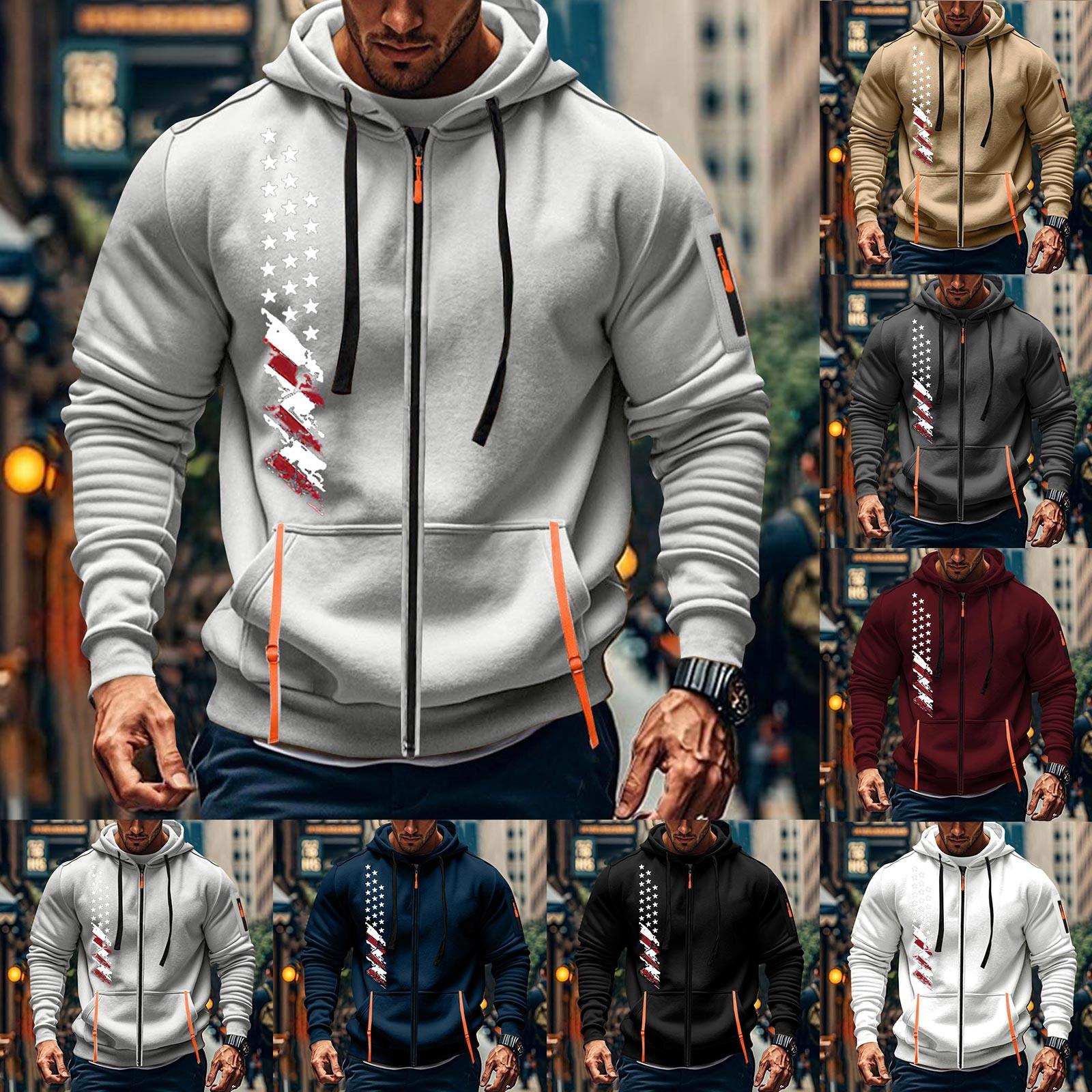 Timoduizhang Heren Sport Casual Hoodie Hoodie Cardigan Rits Multi-pocket Hoodie Jas M